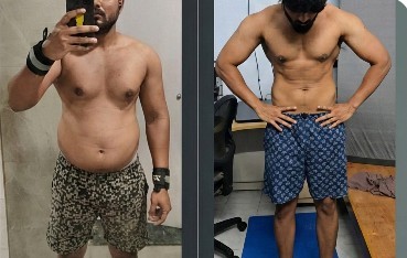 Shree Ram's before and after, 12 kg fat loss in 90 days