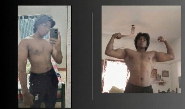 Tarun's before and after, gained 5 kg lean muscle